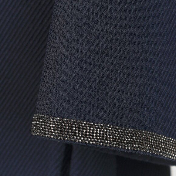 Fabiana Filippi Navy Twill Bead-Trim Double-Breasted Coat - Picture 6 of 10